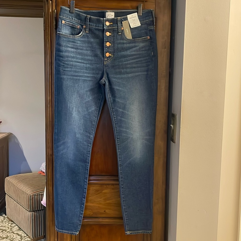 J Crew 9” Toothpick Button Fly Jeans. size 29 NWT